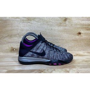 Nike Women’s Gray and Black Athletic Shoes with Purple Accent